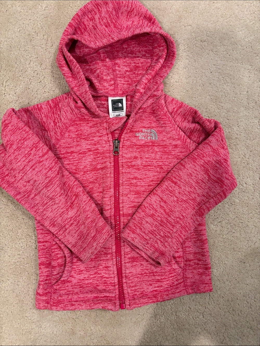 The North Face Kids Heathered Pink Full-Zip Hooded Jacket